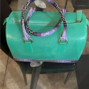 Elegant Green and Purple Satchel